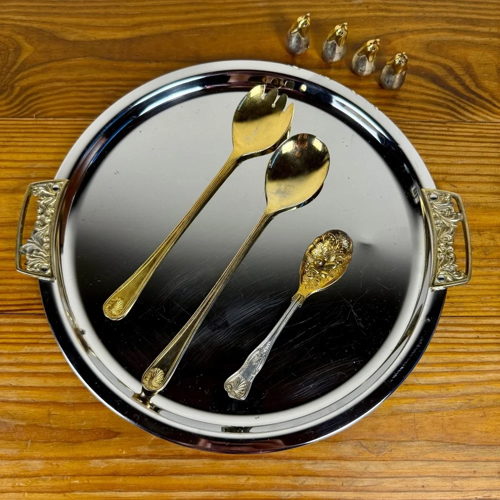 Vintage English Silverplate Serving Utensils | Shell Scroll Pattern | Set of 2